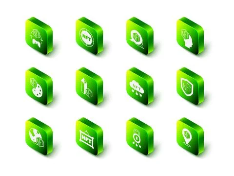 Set NFT Digital crypto art, shield, cloud, Cyber security and  icon. Vector Stock Illustration