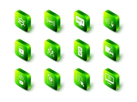 Set NFT Digital crypto art, Ethereum exchange, Monitor with store app, Vide.. Ilustração Stock