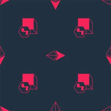 Set NFT Digital crypto art and Ethereum ETH on seamless pattern. Vector Stock Illustration