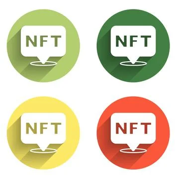 Set NFT Digital crypto art icon isolated with long shadow background. Non f.. 스톡 일러스트