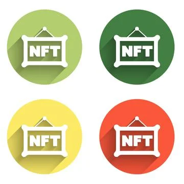 Set NFT Digital crypto art icon isolated with long shadow background. Non f.. 스톡 일러스트