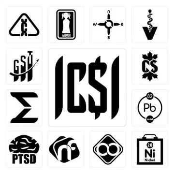 Set of, nickel, html infinity, nf, ptsd, chemical, sigma, canadian dollar, gs Illustrazione stock gratuita