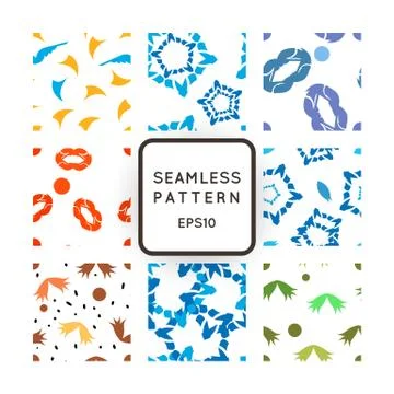 Set of nine abstract vector seamless patterns Stock Illustration