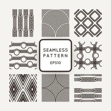 Set of nine abstract vector seamless patterns Stock Illustration