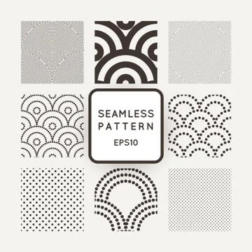 Set of nine abstract vector seamless patterns 스톡 일러스트