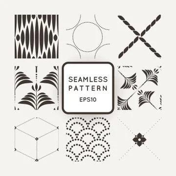 Set of nine abstract vector seamless patterns Stock Illustration