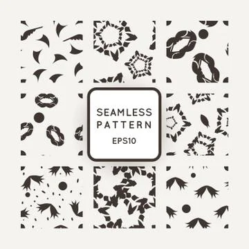 Set of nine abstract vector seamless patterns Illustrazione stock