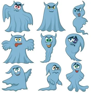 Set of nine amusing ghosts for Halloween Illustrazione stock