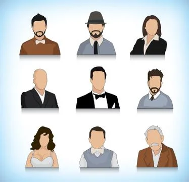 Set of nine avatars Stock Illustration