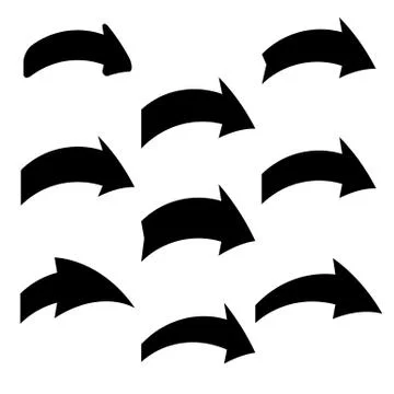 Set of nine black various arrows Stock Illustration