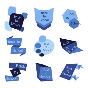 Set of nine blue back to school badges Stock Illustration