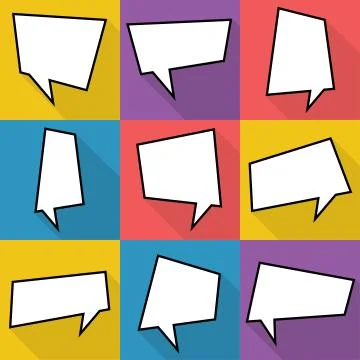 Set of nine cartoon comic balloon speech bubbles in flat style 스톡 일러스트