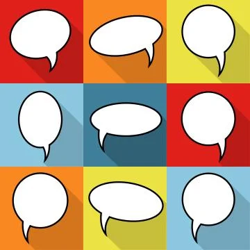 Set of nine cartoon comic balloon speech bubbles in flat style 스톡 일러스트