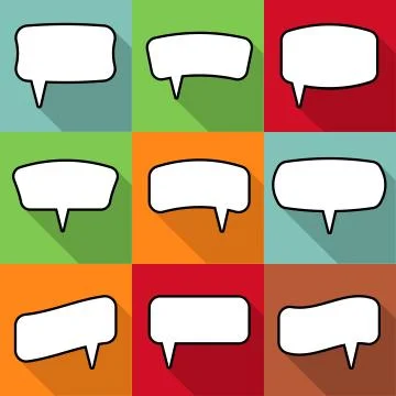Set of nine cartoon comic balloon speech bubbles in flat style 스톡 일러스트