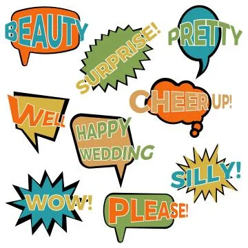 Set of nine cartoon comic balloon speech bubbles in flat style Stock-Illustration