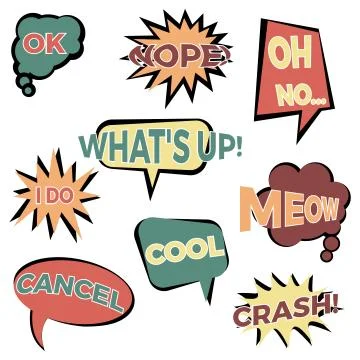 Set of nine cartoon comic balloon speech bubbles in flat style Stock-Illustration