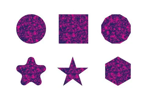 Set of nine colorful geometric shapes, Purple Abstract Texture elements Illustrazione stock