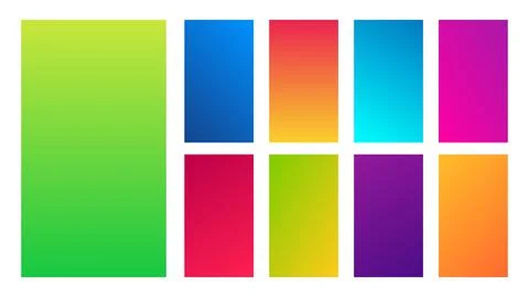 Set of nine colorful gradient backgrounds Stock Illustration