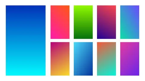 Set of nine colorful gradient backgrounds Stock Illustration