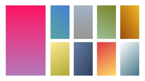 Set of nine colorful gradient backgrounds Illustrazione stock