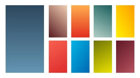 Set of nine colorful gradient backgrounds Ilustração Stock
