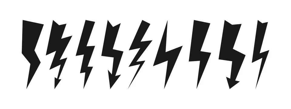 Set of nine dark thunderstorms Stock Illustration