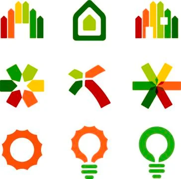 Set of nine energy efficiency certification icons. Stock Illustration