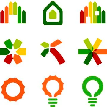 Set of nine energy efficiency certification icons. Stock Illustration