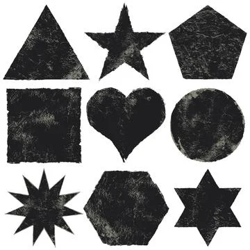 Set of nine geometric shapes Stock Illustration