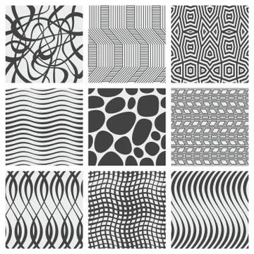 Set of nine geometrical patterns Stock Illustration