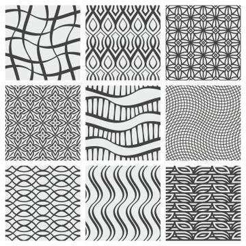 Set of nine geometrical patterns Stock Illustration