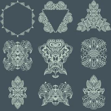 Set of nine hand drawn doodle backgrounds Stock Illustration