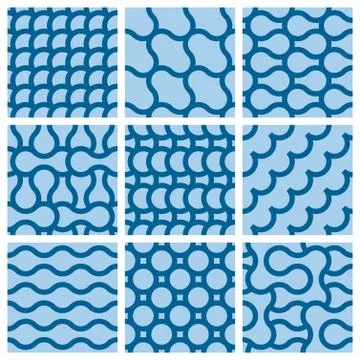 Set of nine monochrome geometrical patterns Stock Illustration