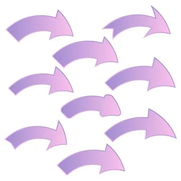 Set of nine multicolored various arrows Stock Illustration