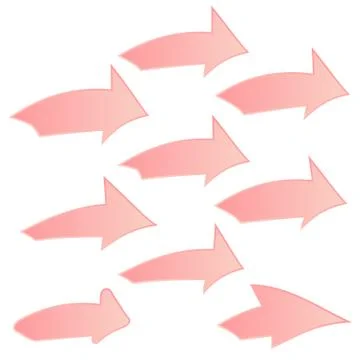 Set of nine multicolored various arrows Stock Illustration