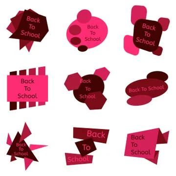 Set of nine red back to school badges Stock Illustration
