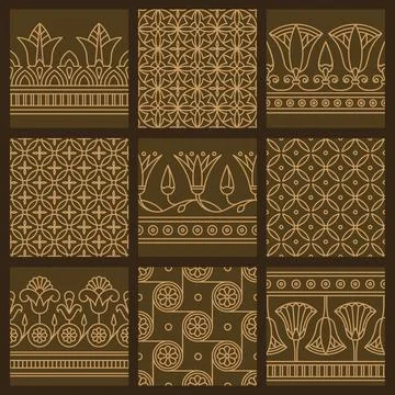 Set of nine a seamless vector illustration based on the Egyptian national Stock Illustration