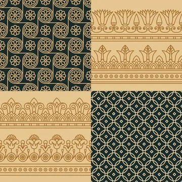 Set of nine a seamless vector illustration based on the Egyptian national Stock Illustration