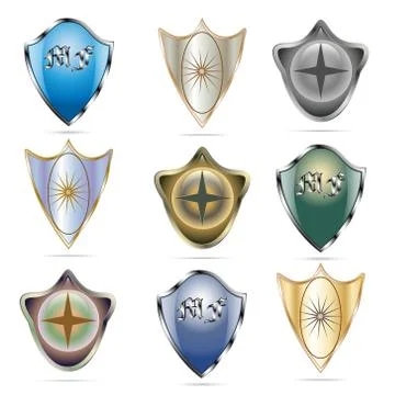 Set of nine shields Illustrazione stock