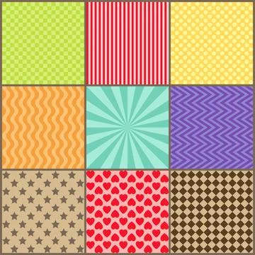 Set of nine simple geometric patterns Stock Illustration