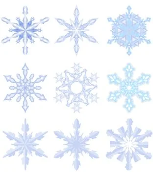 A set of nine snowflakes Stock Illustration