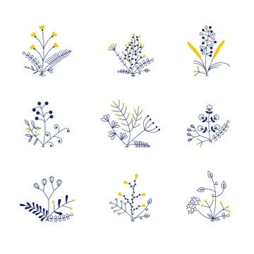 Set of nine vector bouquets Stock Illustration