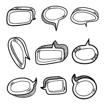 Set of nine volume speech bubbles. Insert your own text to describe the Illustrazione stock