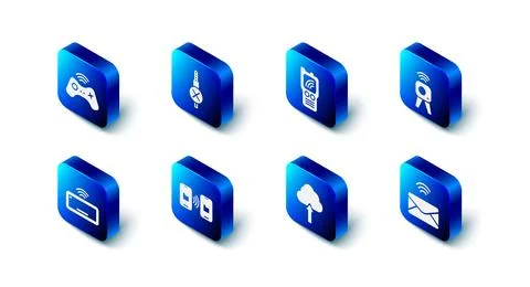 Set No audio jack, Walkie talkie, Web camera, Mail and e-mail, Cloud upload.. Stock Illustration