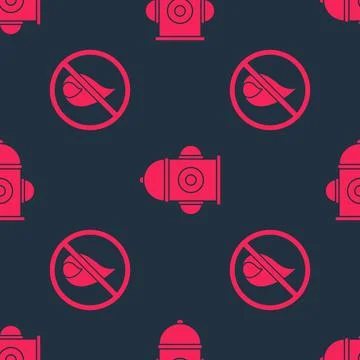 Set No fire and Fire hydrant on seamless pattern. Vector Stock Illustration