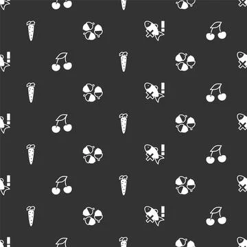 Set No fish, Fresh berries, Carrot and Acorn on seamless pattern. Vector 스톡 일러스트