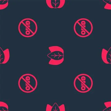 Set No GMO and Leaf or leaves on seamless pattern. Vector イラスト素材