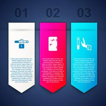 Set No smoking, area and Giving up cigarette. Business infographic template.  Ilustração Stock