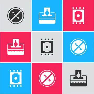 Set No Smoking, Donate or pay your zakat and Traditional carpet icon. Vector Stock Illustration