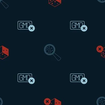 Set No sugar free, GMO and on seamless pattern. Vector Stock Illustration